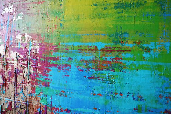 RAINBOW COLORS ** COLORFUL ABSTRACT PAINTING ON CANVAS ** 80 x 60 CMS *** READY TO HANG