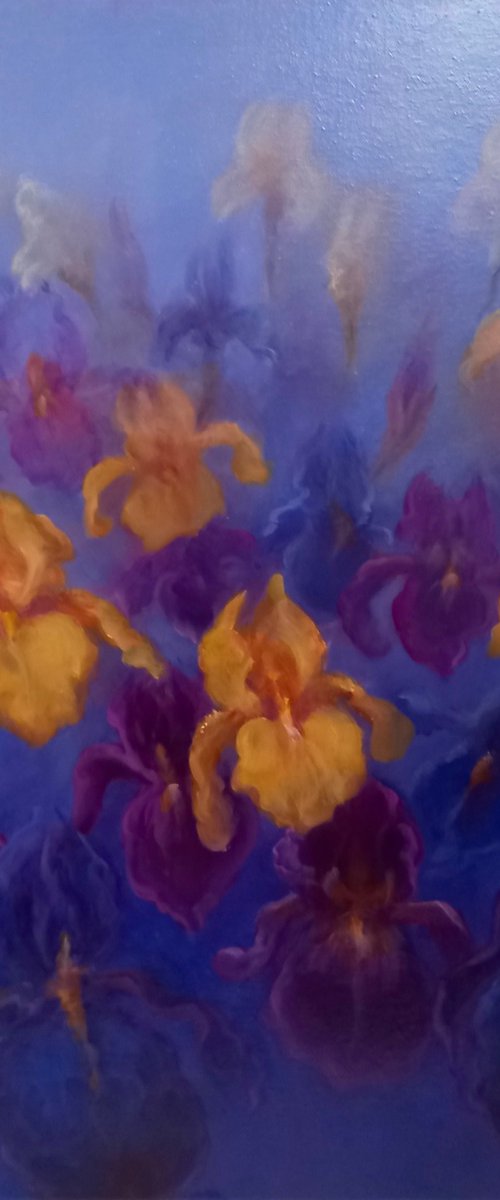 Blue and Gold - Irises by Lee Campbell