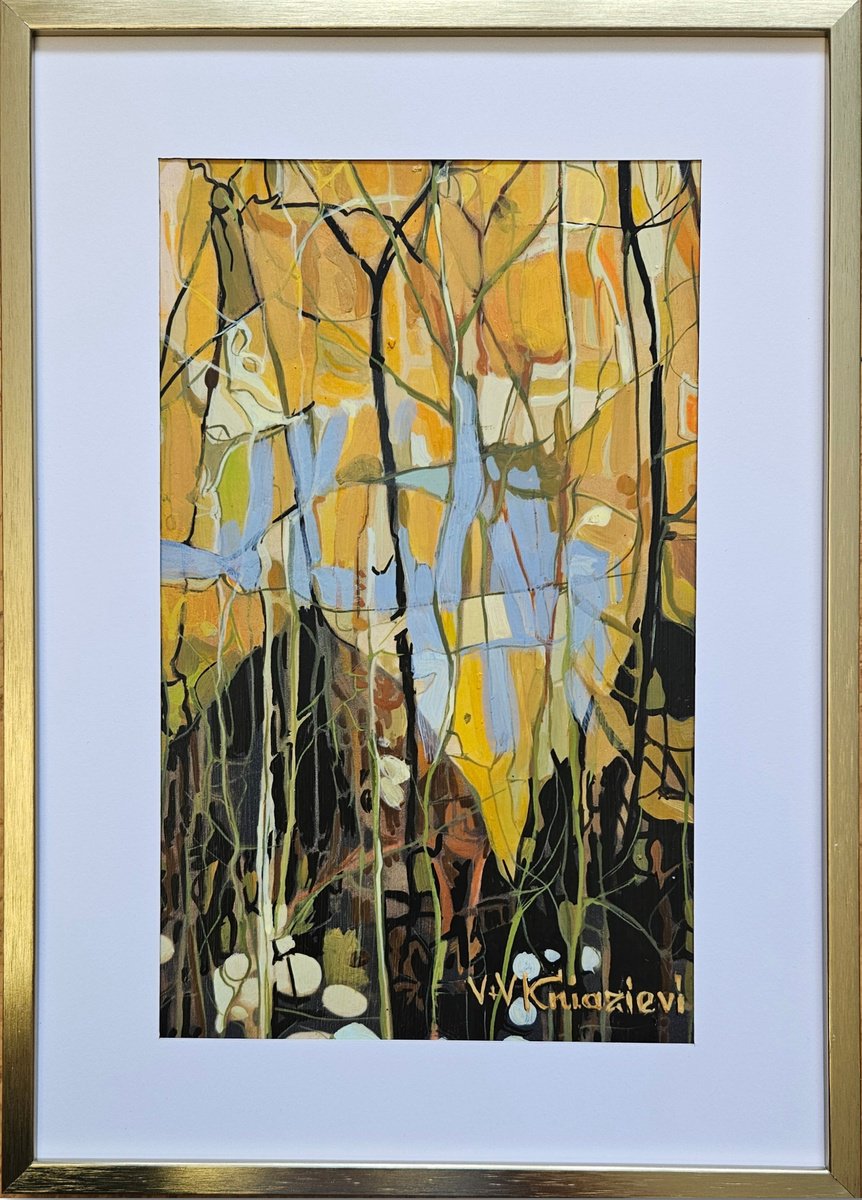 Abstract Acrylic Painting By V+V Kniazievi, 9 X 12", Just Herbs #14, Original Artwork