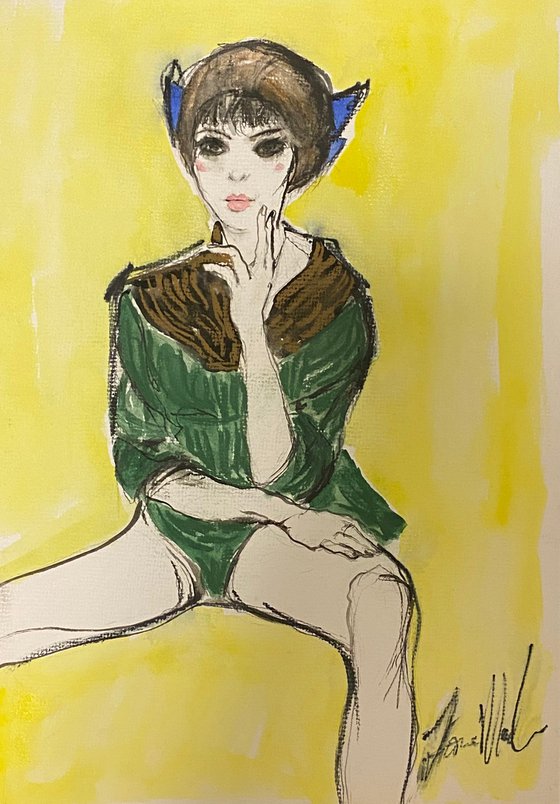 My version of Egon Schiele's seated woman