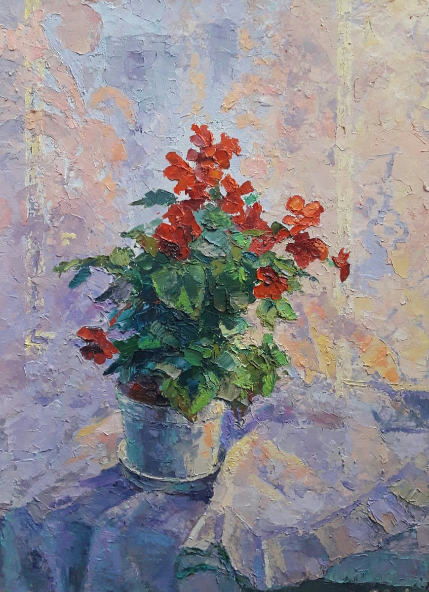 Oil painting Begonia nSerb205 by Boris Serdyuk