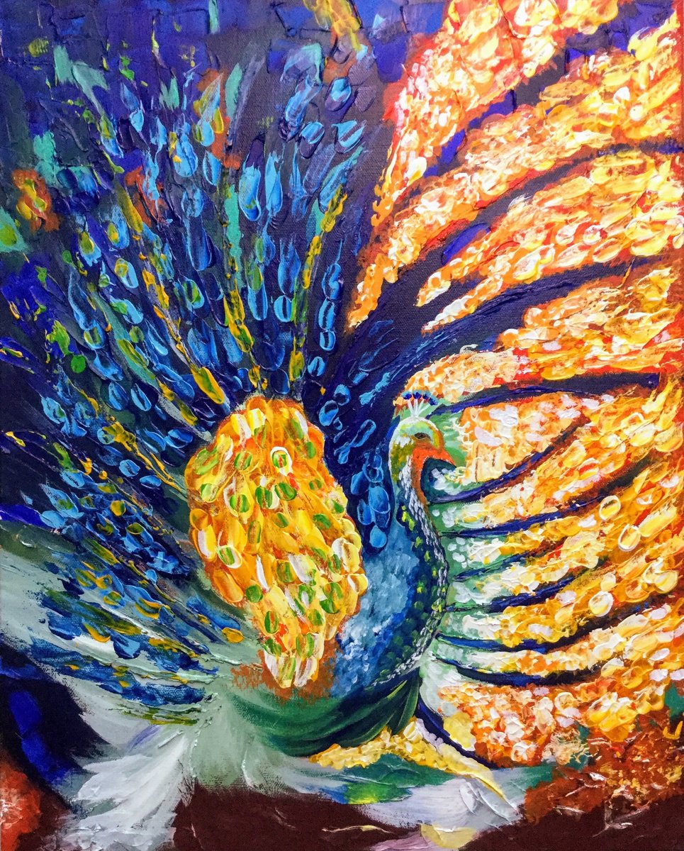 Impressionistic Animal Acrylic Painting By Niyati Jiwani, 16 X 20", Flamboyant Beauty, Original Artwork