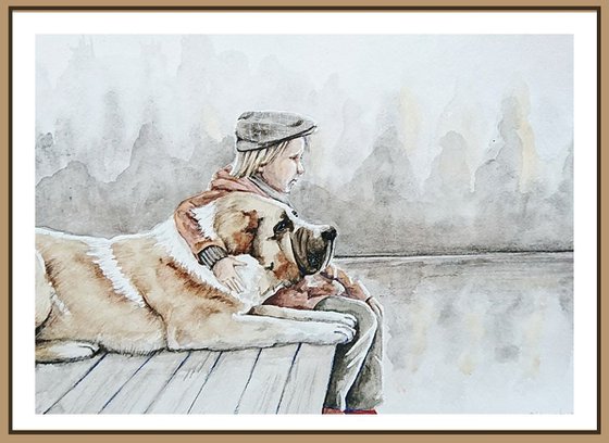 You and me. Original watercolor painting.