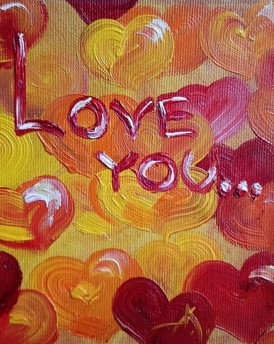 Heart rhythm - love you, oil painting, love, lovers, heart, for woman, gift for lovers, in love