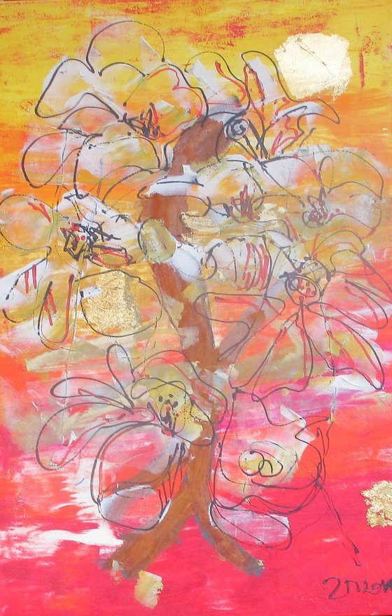 Flower Rust Mixed Media OilPiainting
