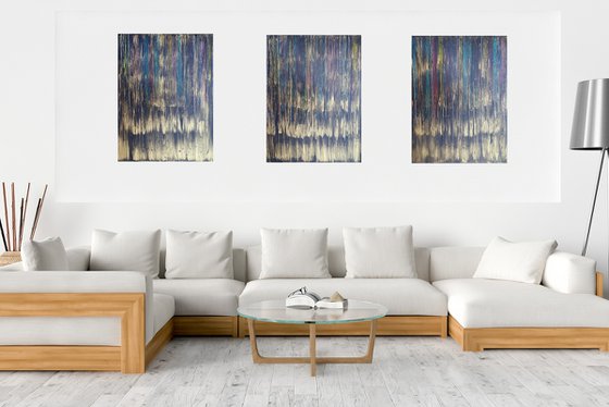 Good days ahead - XXL triptych  textured colorful abstract