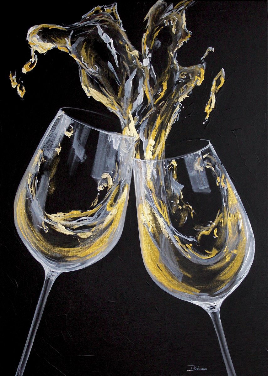 Expressive Still Life Acrylic Painting By Liza Illichmann, 20 X 28", The Sound Of Celebration, Original Artwork