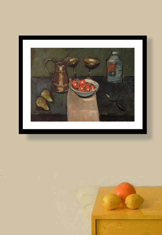 Still Life with Fruit and Turps Bottle