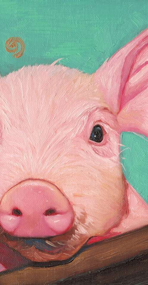 Pink piggy portrait by Yue Zeng