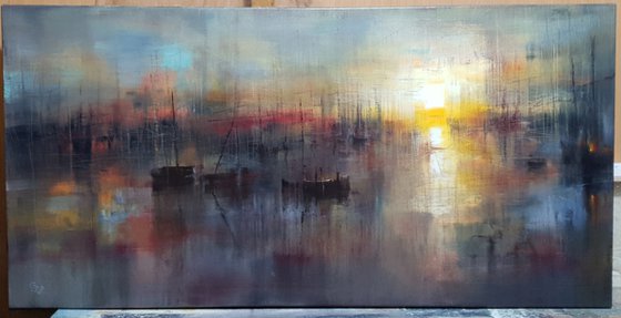 "Harbor of destroyed dreams - The sound of Ashes" W 120 x H 60 cm