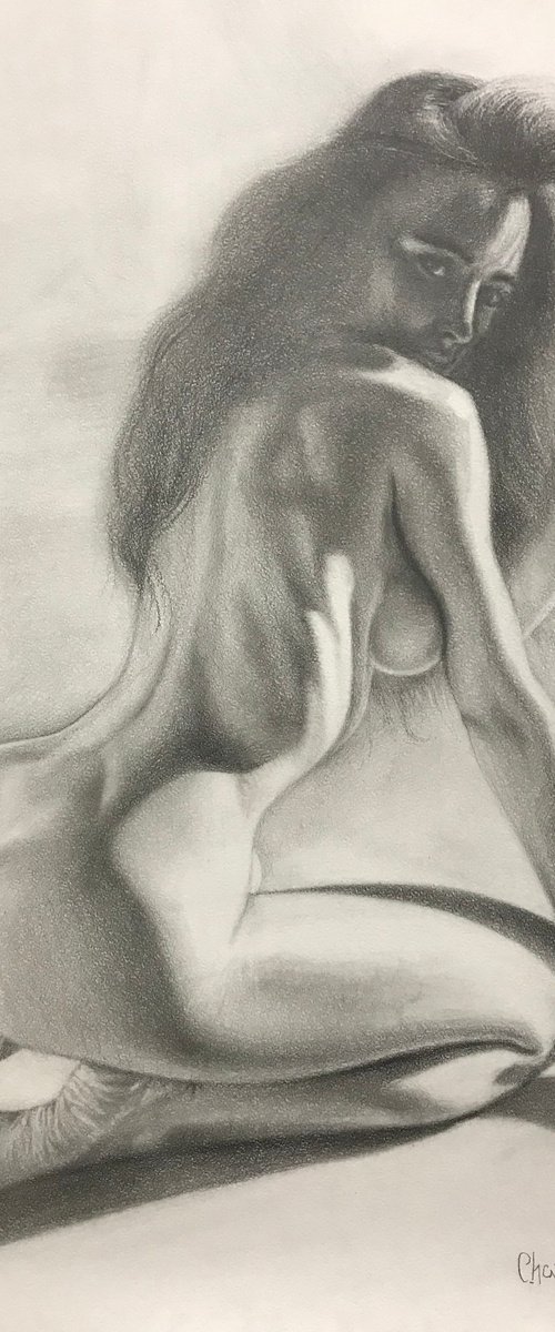 Beautiful figure of a girl or a girl with a piercing gaze by Kakajan Charyyev