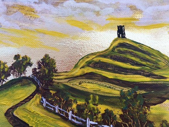 Glastonbury Tor on gold leaf