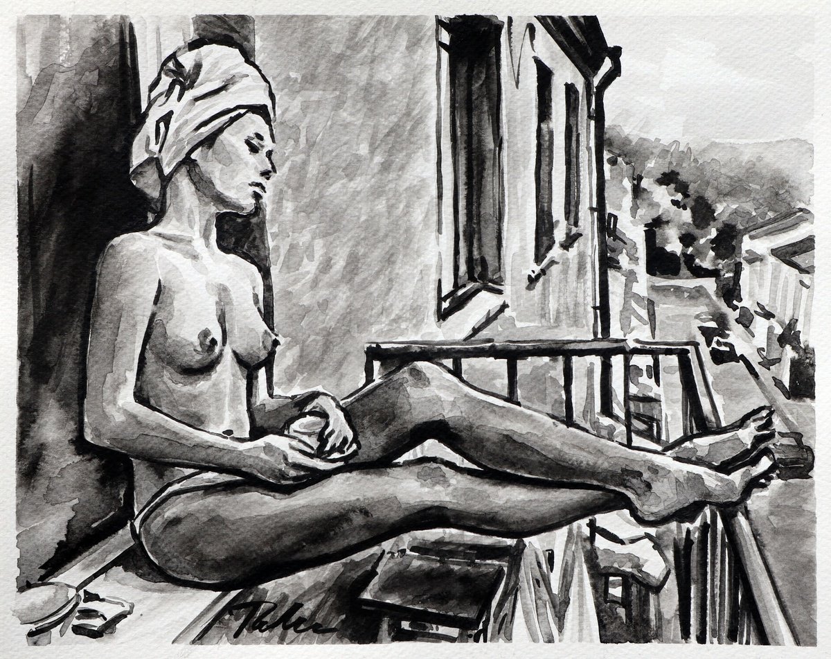 Urban And Pop Portrait Ink Drawing By Tashe, 12 X 9", A New Day Has Come, Original Artwork