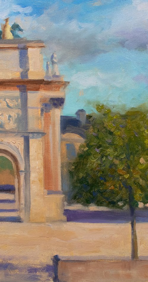 Arc de triomphe du Carrousel Paris architecture impressionist oil painting by Gav Banns