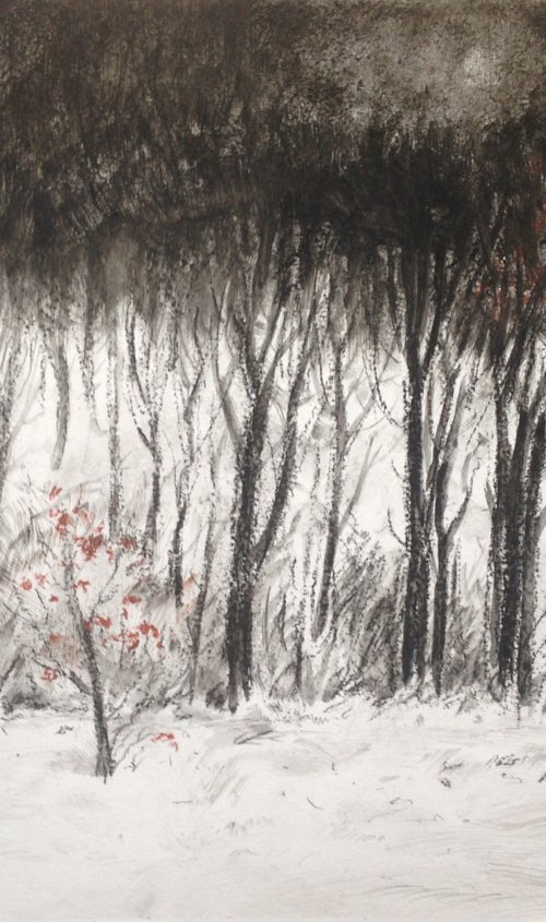 Ukrainian artwork Winter forest by Roman Sergienko