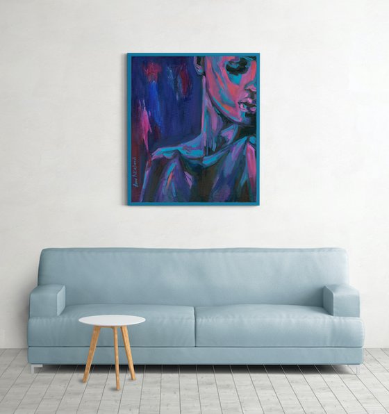 FOREVER A QUEEN - black woman wall art, African American portrait, female figure artwork, figurative oil painting