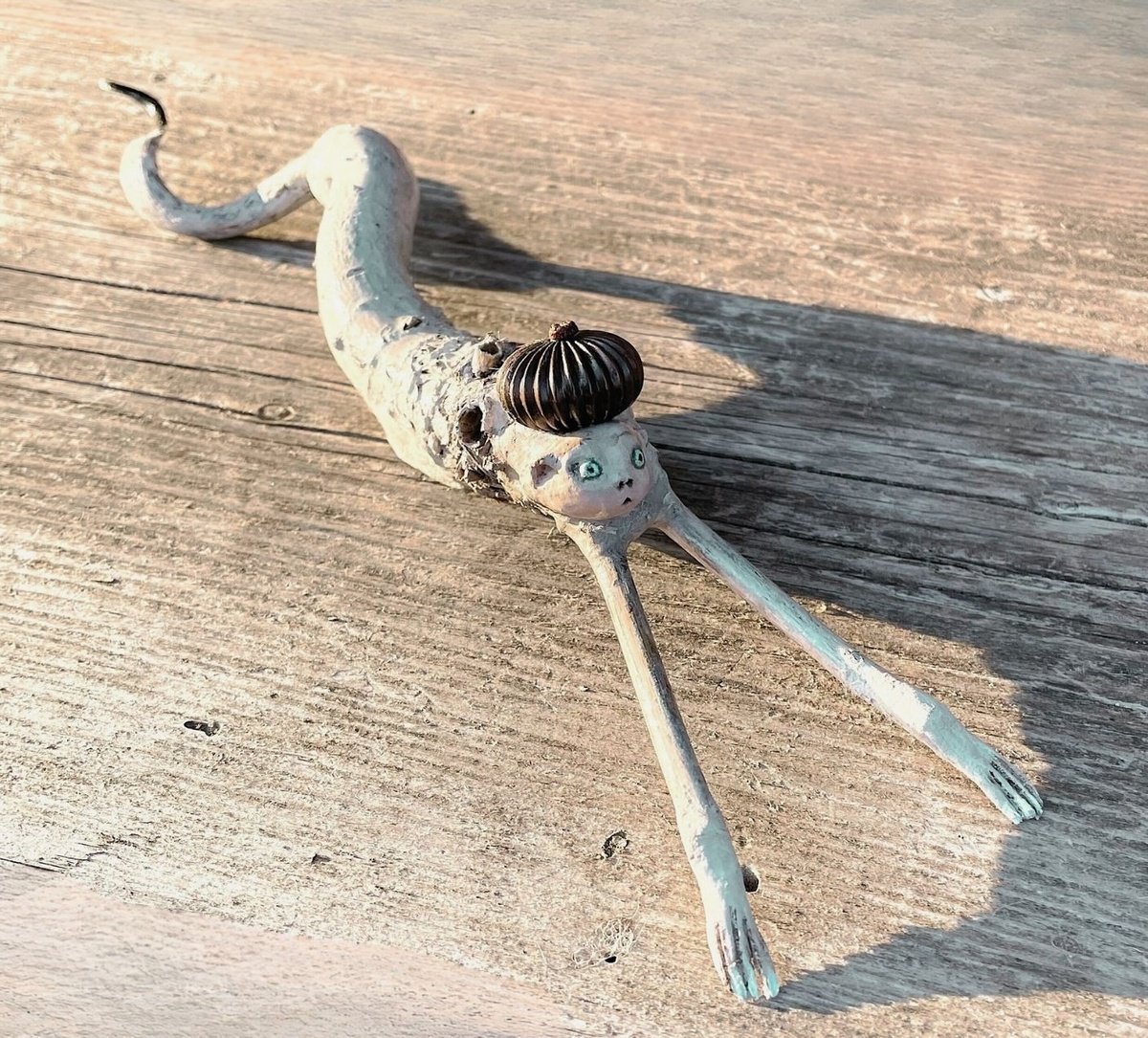 Expressive Wood Sculpture , Luna, Offbeat Small Sculpture By Eleanor Gabriel, 2 X 2, Artwork For Sale On Artfinder