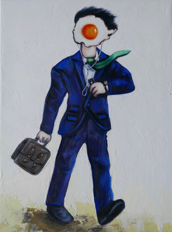 Jeffrey rushing off to work.