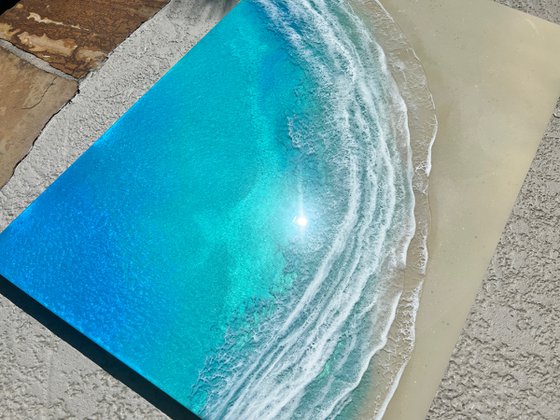 Our white sand beach - aerial ocean painting