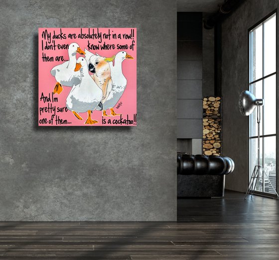 Ducks in a Row Pink Cockatoo 61cm x 61cm