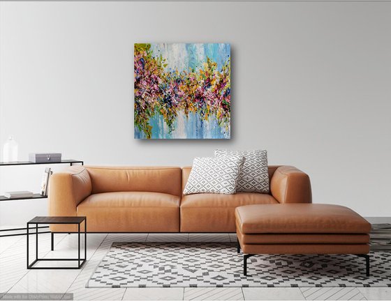 Fall Flowers - Textured Abstract Floral Painting on Canvas, Palette Knife Art