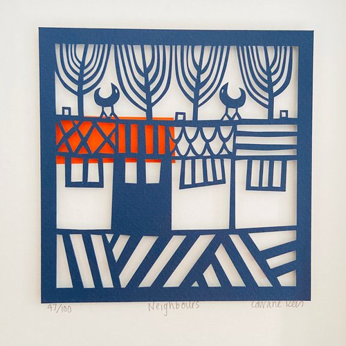 Neighbours Paper Cut by Caroline  Rees