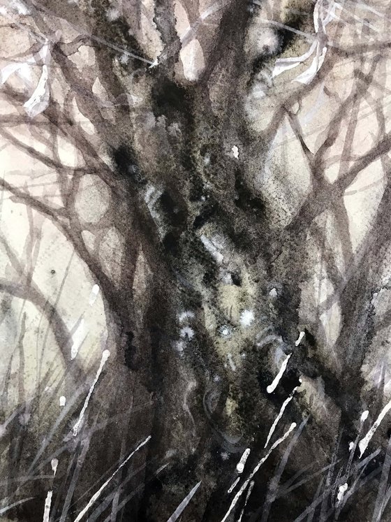 Tree. One of a kind, original painting, handmad work, gift, watercolour art.