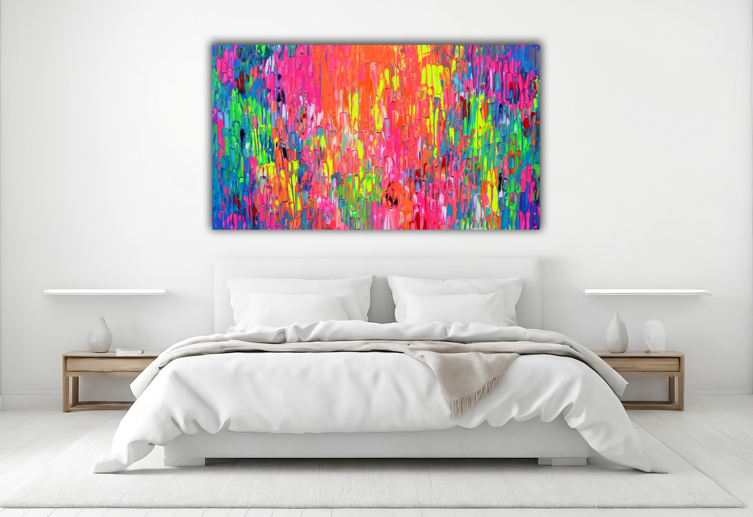 Impressionistic Abstract Acrylic Painting By Soos Tiberiu, 55 X 31", Happy Gypsy Dance 25, Original Artwork