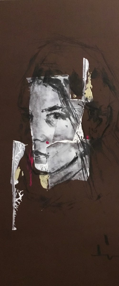 Portrait On Cardboard 6 by Dominique Dève