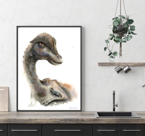 Dinosaur  - Original Watercolor Painting