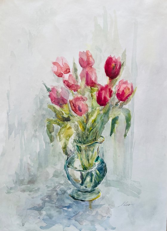Tulips red 55x75 cm 2025