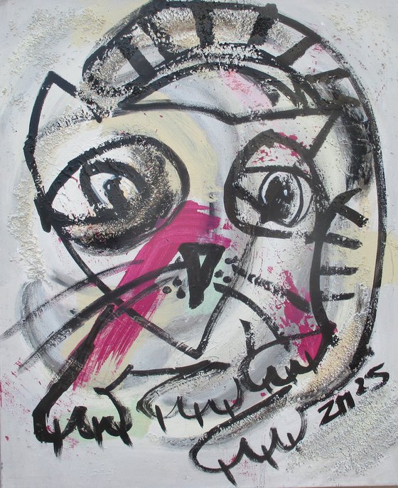expressive grumpy pink cat