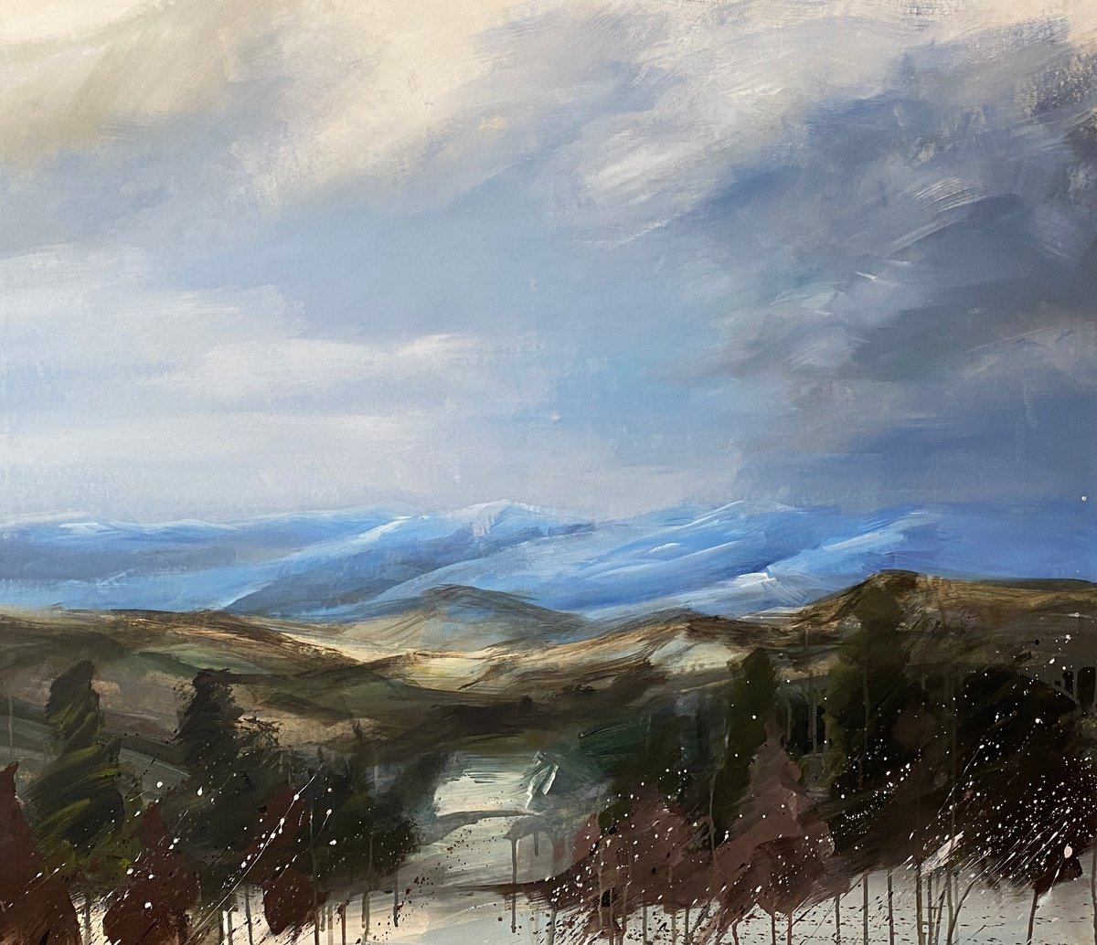 Impressionistic Landscape Acrylic Painting By Helen Mount, 39 X 35, I