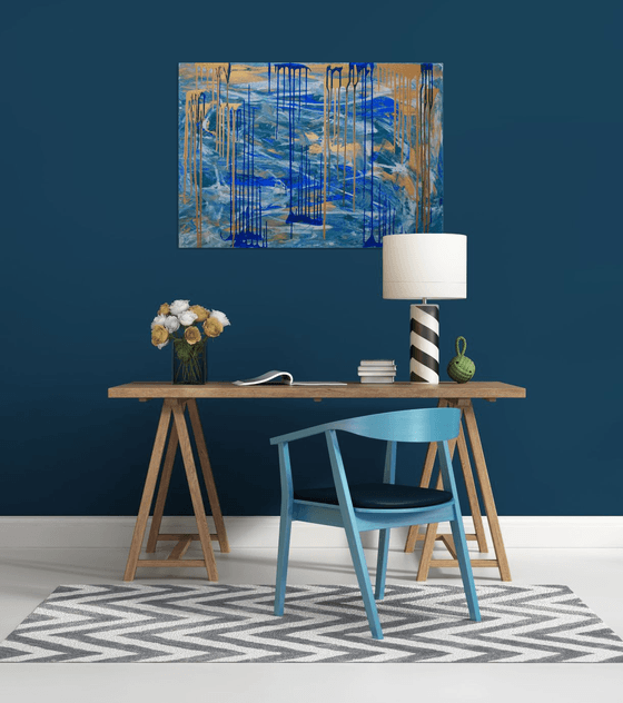 Merger. Gold and Blue /  ORIGINAL PAINTING