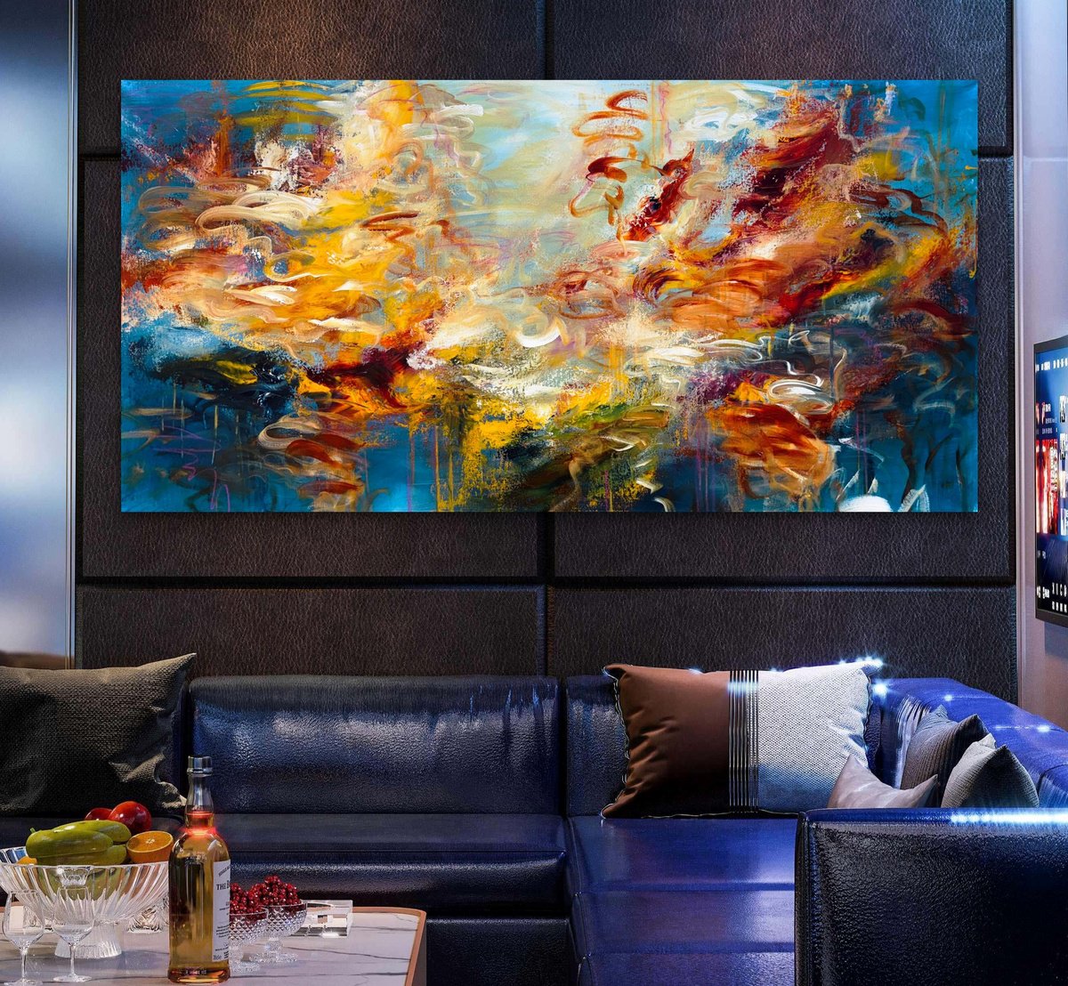 Abstract Acrylic Painting By Andrada Anghel, 60 X 30, Tides Of Ember, Original Artwork
