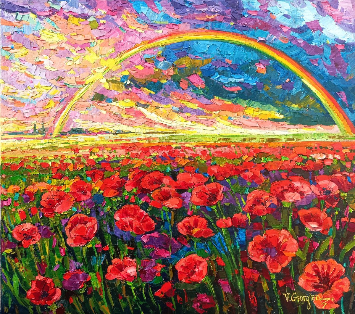 Rainbow on the poppies field by Vanya Georgieva