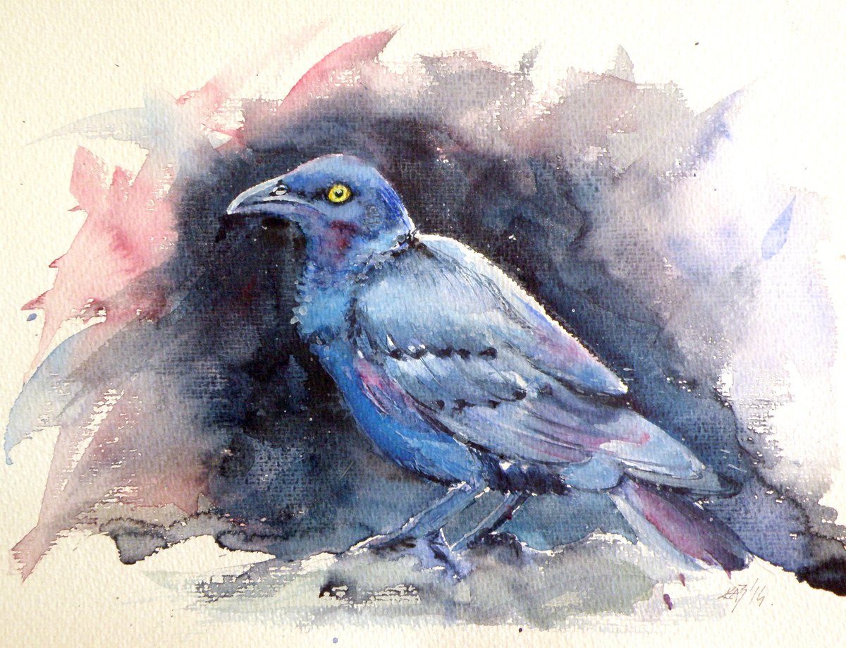 Impressionistic Animal Painting By Kovacs Anna Brigitta, 13 X 10", Bird, Original Artwork