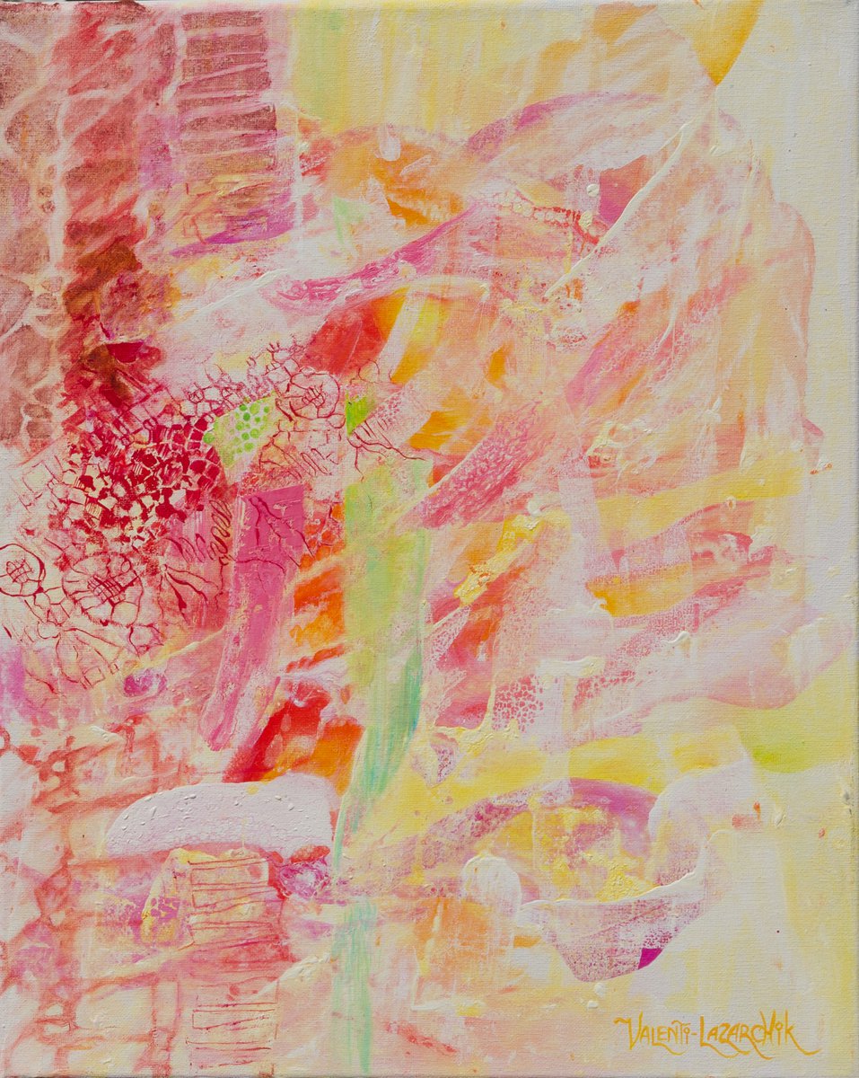 Organic Abstract Painting By Gina Valenti-Lazarchik, 16 X 20, Love Means, Original Artwork