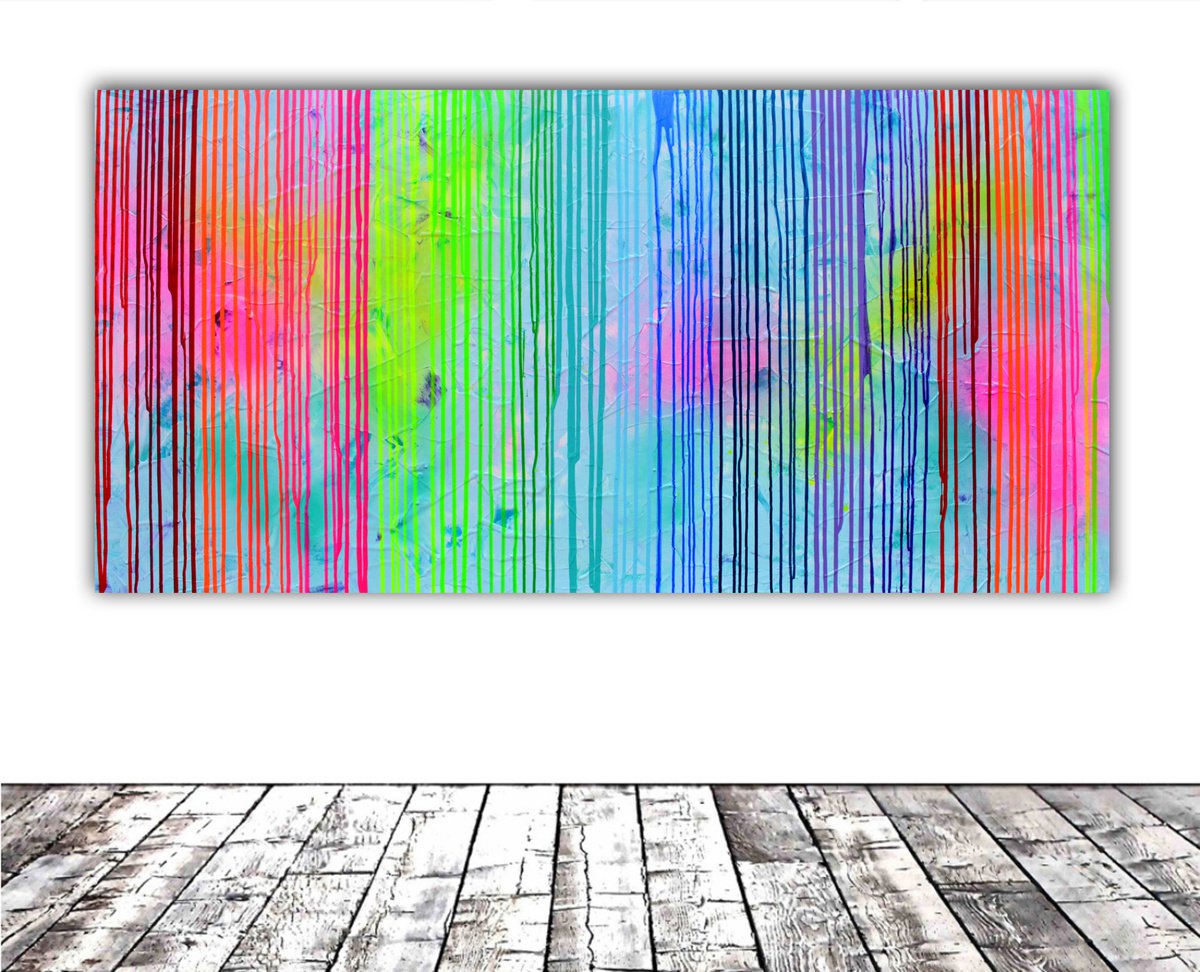 160x80x4 cm Melted Rainbow 2 - XXXL Large Modern Abstract Big Painting, Large Painting - by Soos Tiberiu
