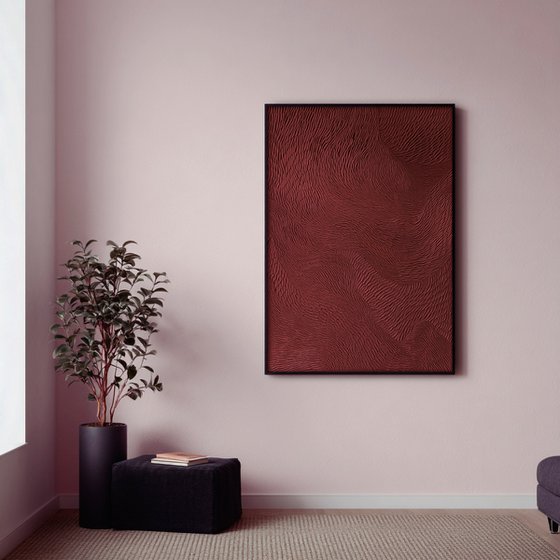 "Burgundy Fluency 5" Burgundy textured art
