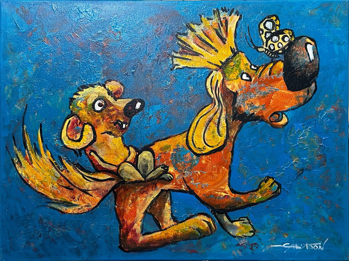 ORIGINAL painting 18x24 Funny Ride by Gabriella DeLamater