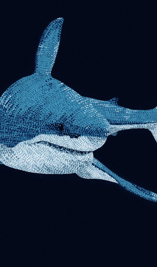 The Great White Shark - pointillism painting by Kelsey Emblow