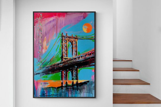 Bright painting - "Manhattan bridge" - USA - Urban Art - Manhattan - Bridge - Street Art - New York - City