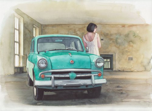 Retro Car with Women by REME Jr.