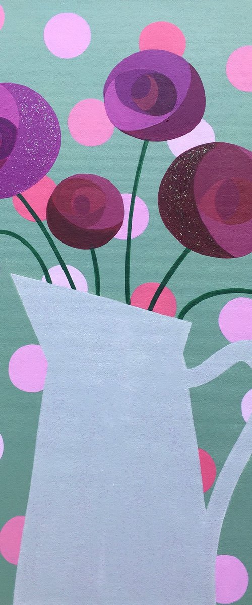 Blooms in Green Jug by Louise MacIntosh-Watson