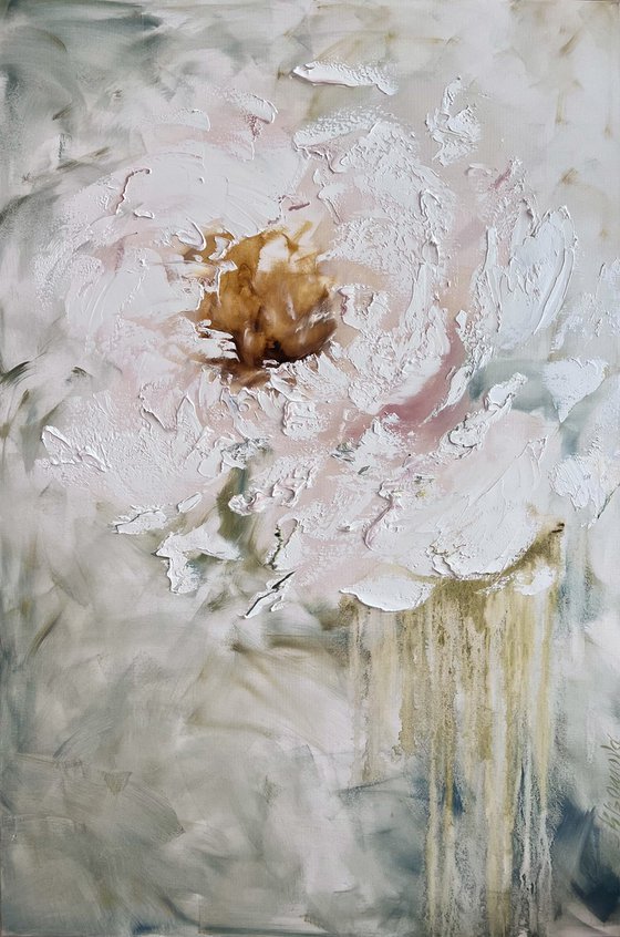 80х120cm - texture flowers art, light abstract peony. Tender than tenderness -2.