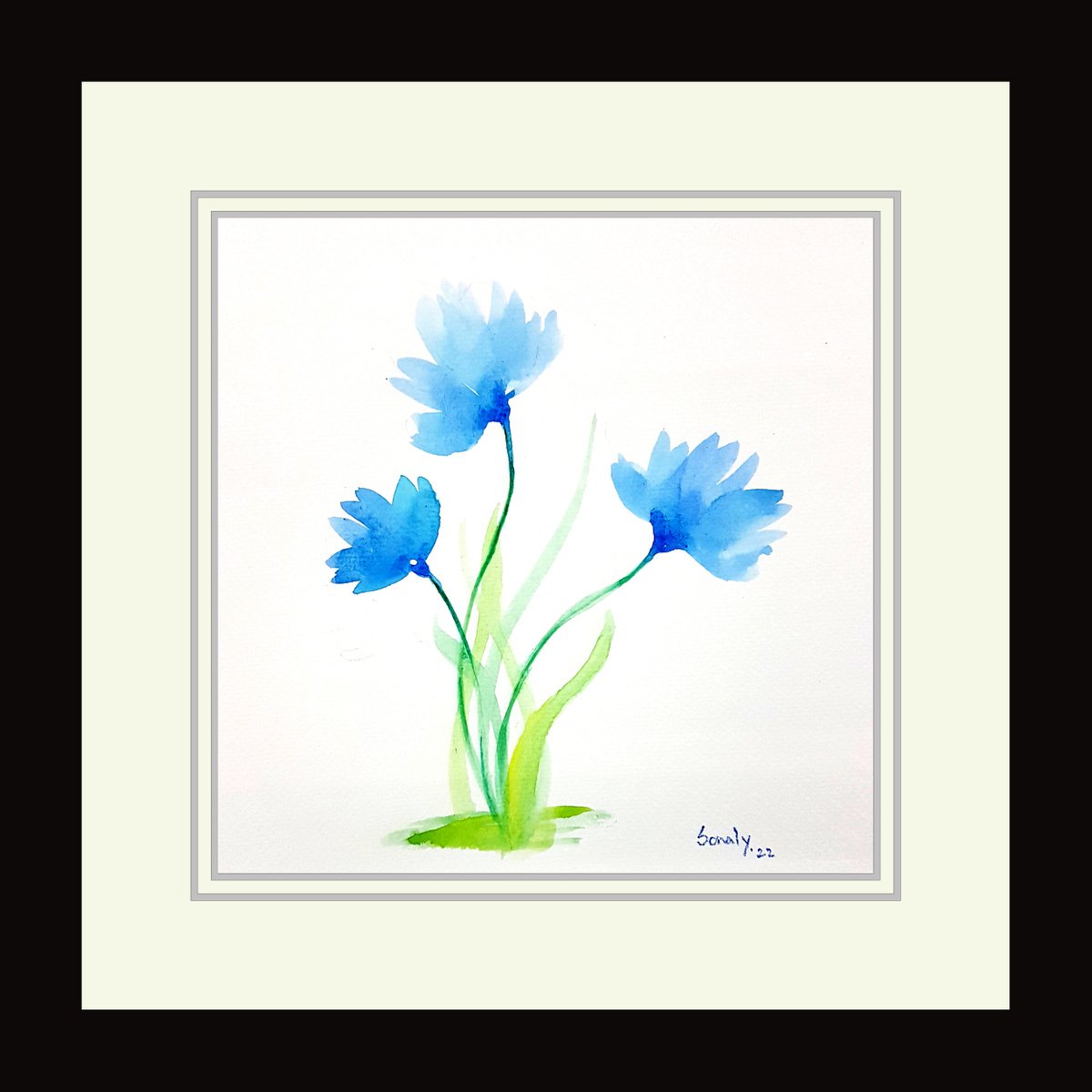 Botanical Watercolour By Sonaly Gandhi, 11 X 11", Flowers 11, Original Artwork