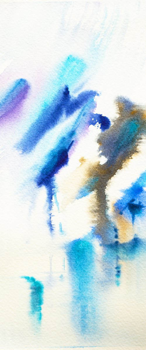 Abstraction ·№1. Original watercolor. Study little purple interior detail cute house impression minimalistic by Sasha Romm