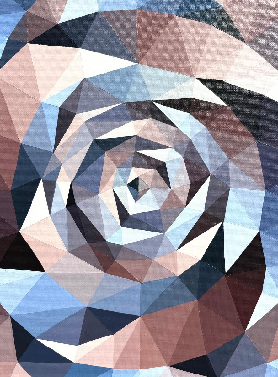 Geometric Abstract Acrylic Painting By Maria Tuzhilkina, 12 X 16", Dance Of Blue Waves, Original Artwork