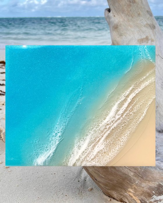 White Sand Beach Infinite Blue Ocean Painting